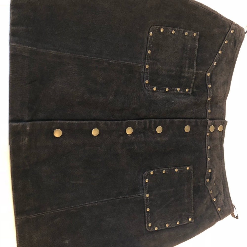 ROUTE 66 brown leather mini skirt